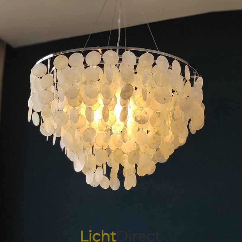 Capiz Shell Hanglamp Natuurlijke Hangende Ronde Gelaagde Kroonluchter
