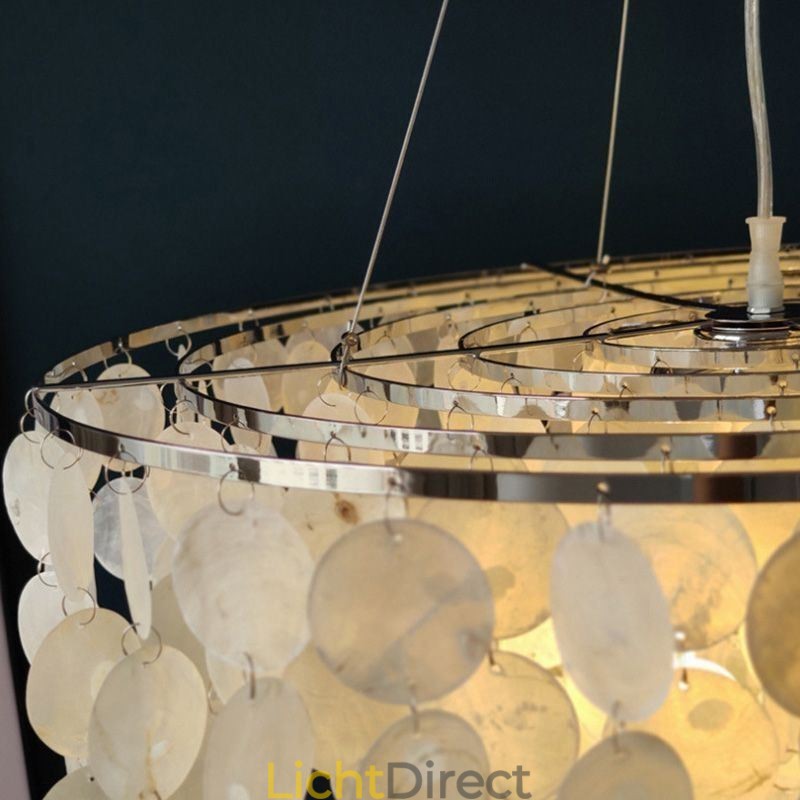Capiz Shell Hanglamp Natuurlijke Hangende Ronde Gelaagde Kroonluchter