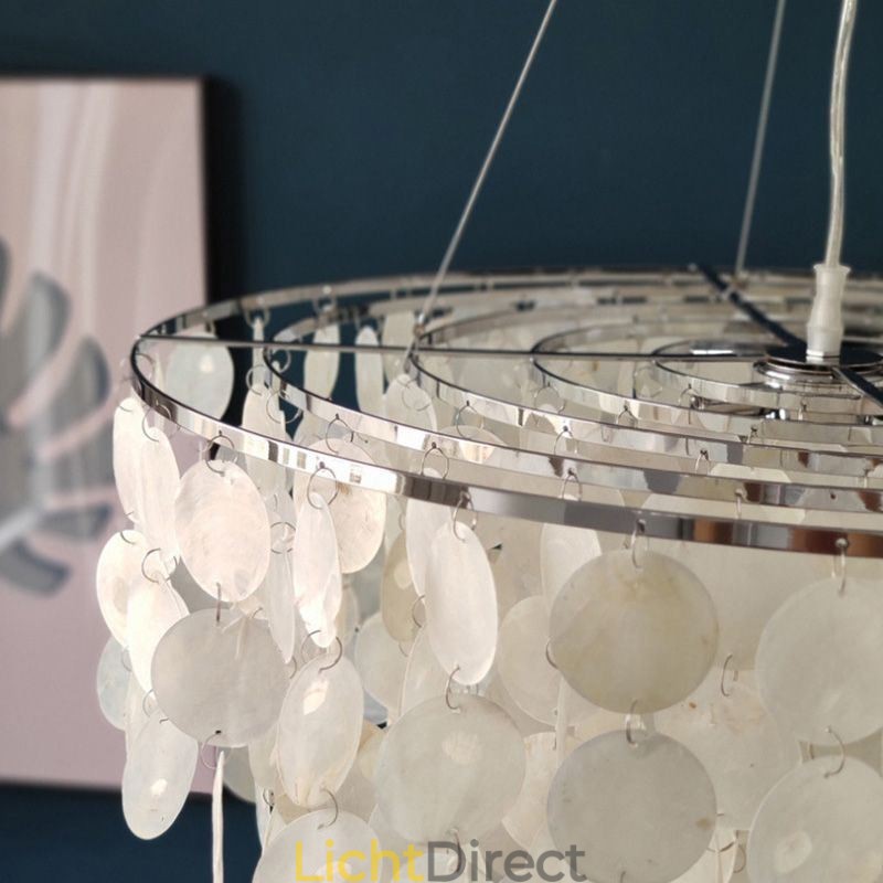 Capiz Shell Hanglamp Natuurlijke Hangende Ronde Gelaagde Kroonluchter