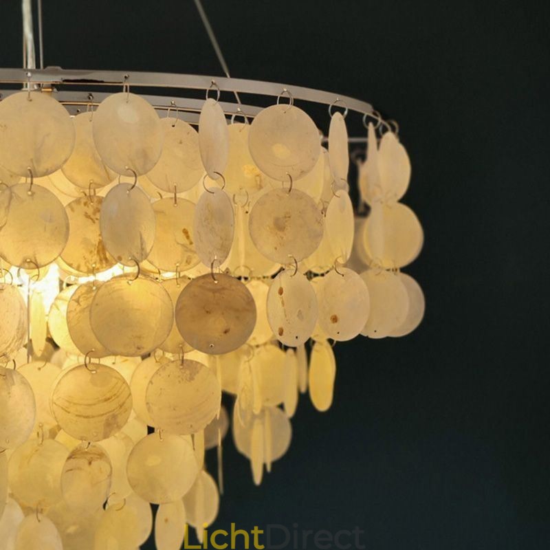 Capiz Shell Hanglamp Natuurlijke Hangende Ronde Gelaagde Kroonluchter