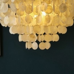 Capiz Shell Hanglamp Natuurlijke Hangende Ronde Gelaagde Kroonluchter