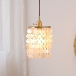 Moderne klassieke kroonluchter witte schelp kap hanglamp plafond