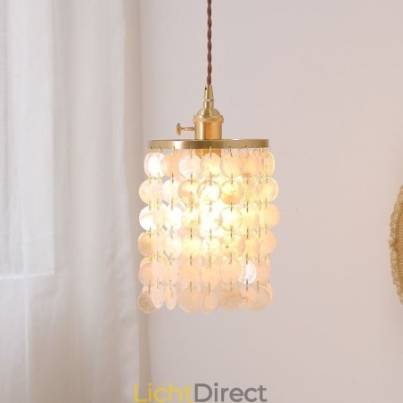 Moderne klassieke kroonluchter witte schelp kap hanglamp plafond