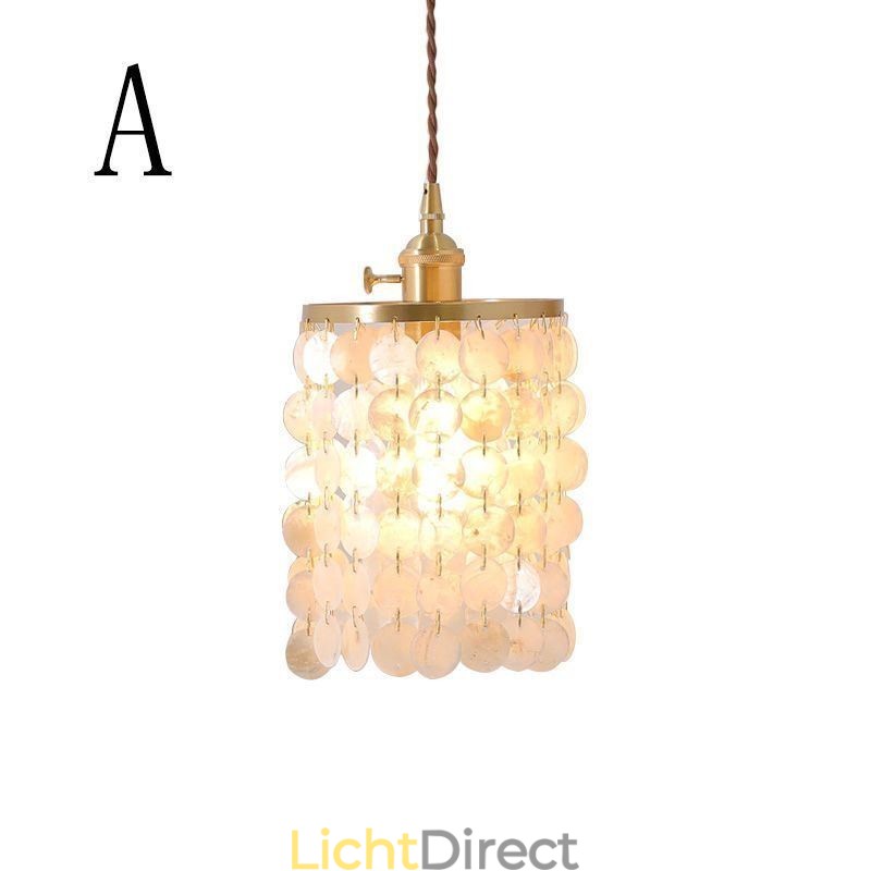 Moderne klassieke kroonluchter witte schelp kap hanglamp plafond