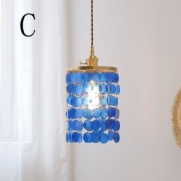 Moderne klassieke kroonluchter witte schelp kap hanglamp plafond