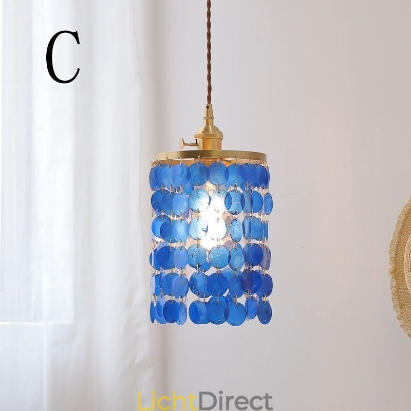 Moderne klassieke kroonluchter witte schelp kap hanglamp plafond