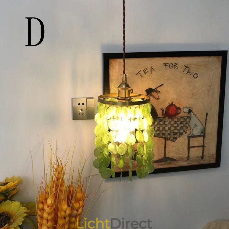 Moderne klassieke kroonluchter witte schelp kap hanglamp plafond