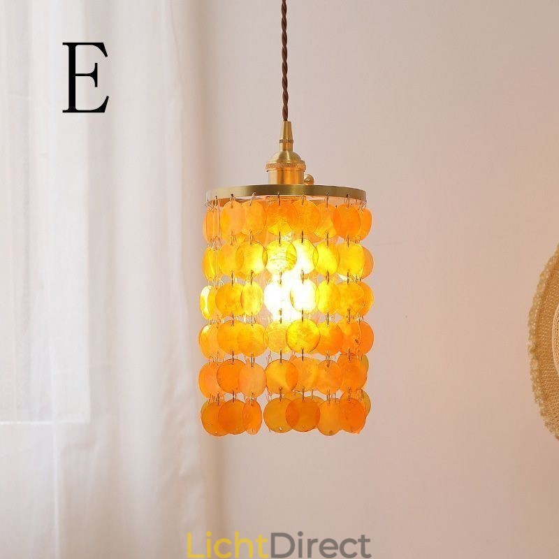 Moderne klassieke kroonluchter witte schelp kap hanglamp plafond