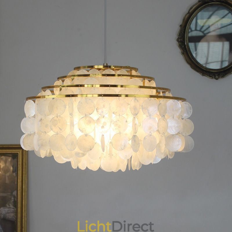 Moderne regendruppel kroonluchter witte schelp kap plafond hanglamp