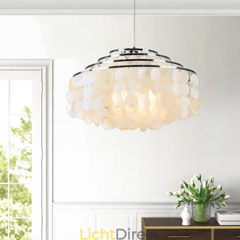 Moderne regendruppel kroonluchter witte schelp kap plafond hanglamp
