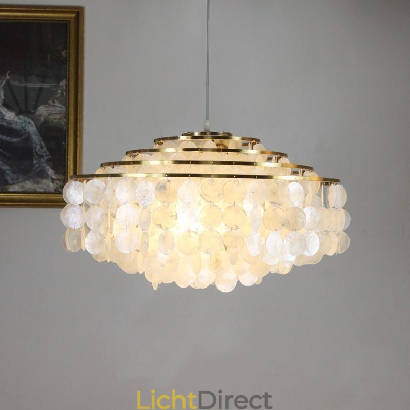 Moderne regendruppel kroonluchter witte schelp kap plafond hanglamp