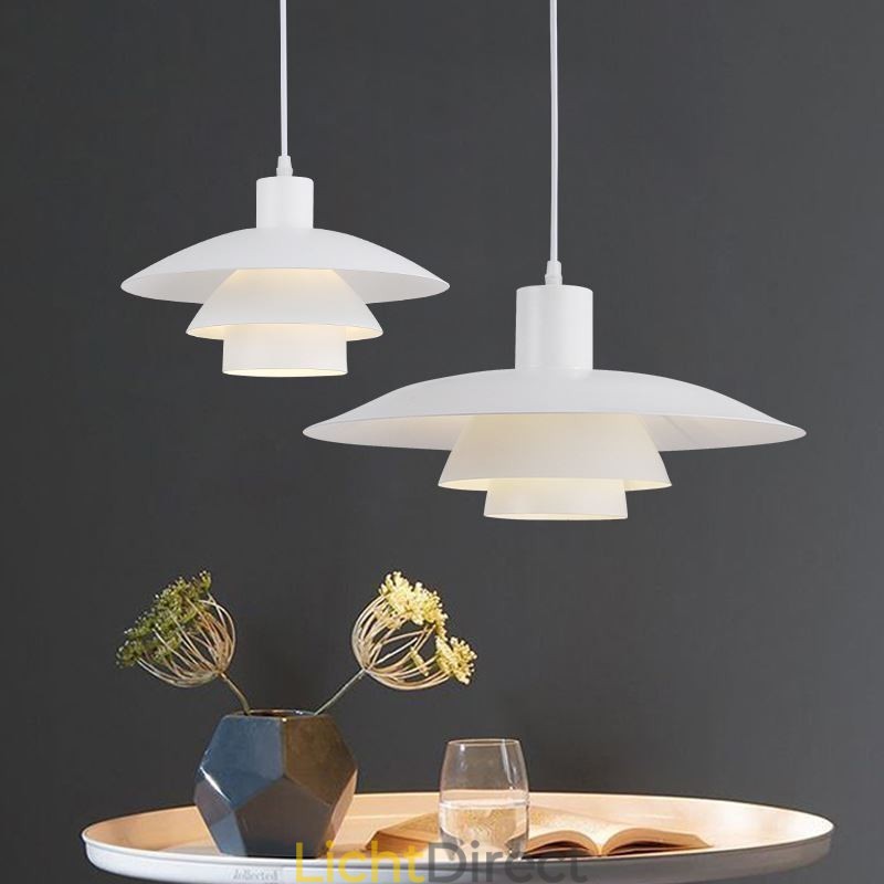 Witte aluminium hanglamp, moderne kroonluchter, verstelbare hanglamp