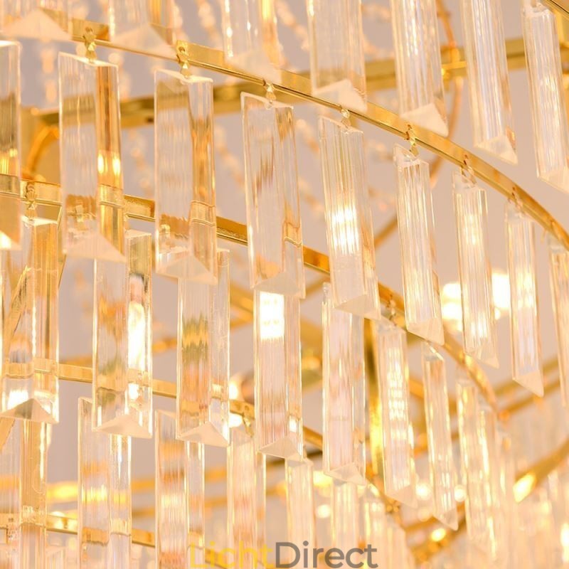Gouden Kristallen Hanglamp 4 Lagen Plafondverlichting 7 Lampen