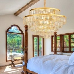 Gouden Kristallen Hanglamp 5 Lagen Plafondverlichting 7 Lampen