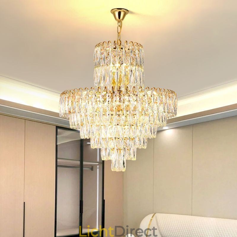 Moderne kristallen hanglamp, hedendaagse plafondverlichting, armaturen