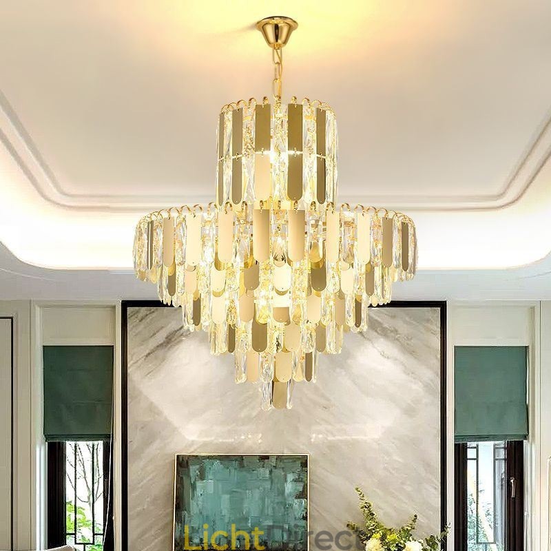 Moderne kristallen hanglamp, hedendaagse plafondverlichting, armaturen