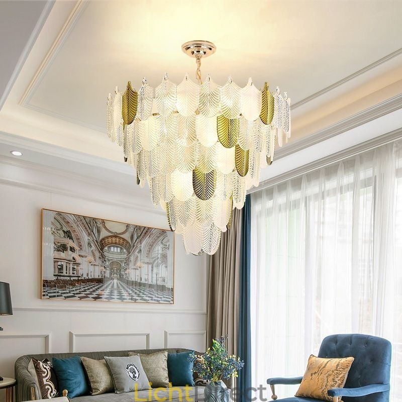 Kristallen elegante blad hanglamp plafond hanglamp