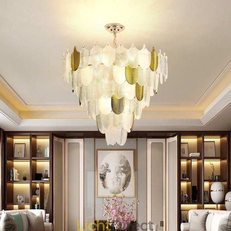 Kristallen elegante blad hanglamp plafond hanglamp
