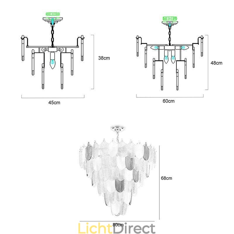 Kristallen elegante blad hanglamp plafond hanglamp