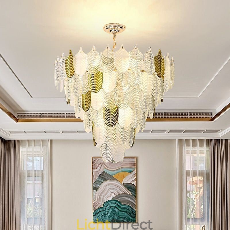 Kristallen elegante blad hanglamp plafond hanglamp