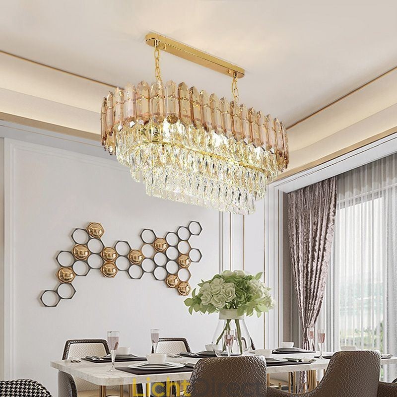 Moderne kristallen hanglamp Luxe ovale plafondlamp