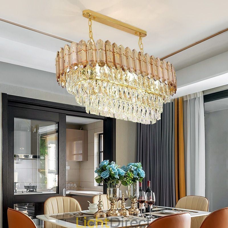 Moderne kristallen hanglamp Luxe ovale plafondlamp