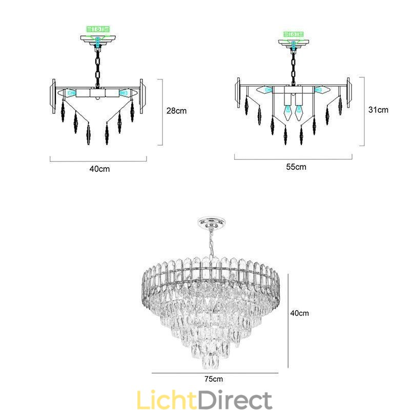 Moderne kristallen hanglamp plafondverlichtingsarmatuur