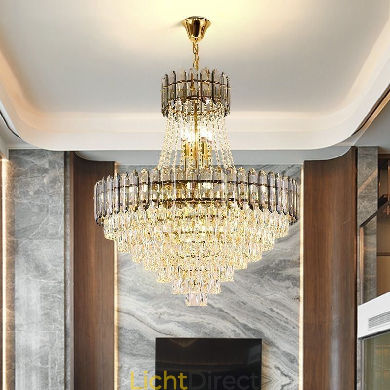 Moderne gouden kristallen hanglamp