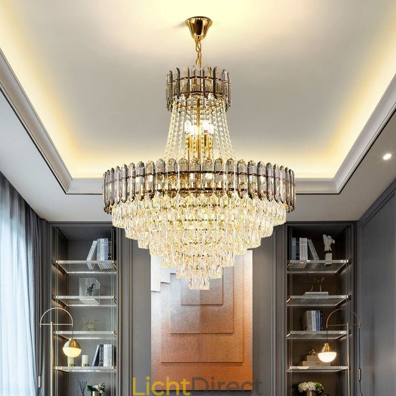 Moderne gouden kristallen hanglamp