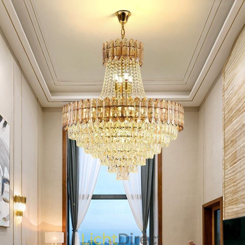 Moderne gouden kristallen hanglamp