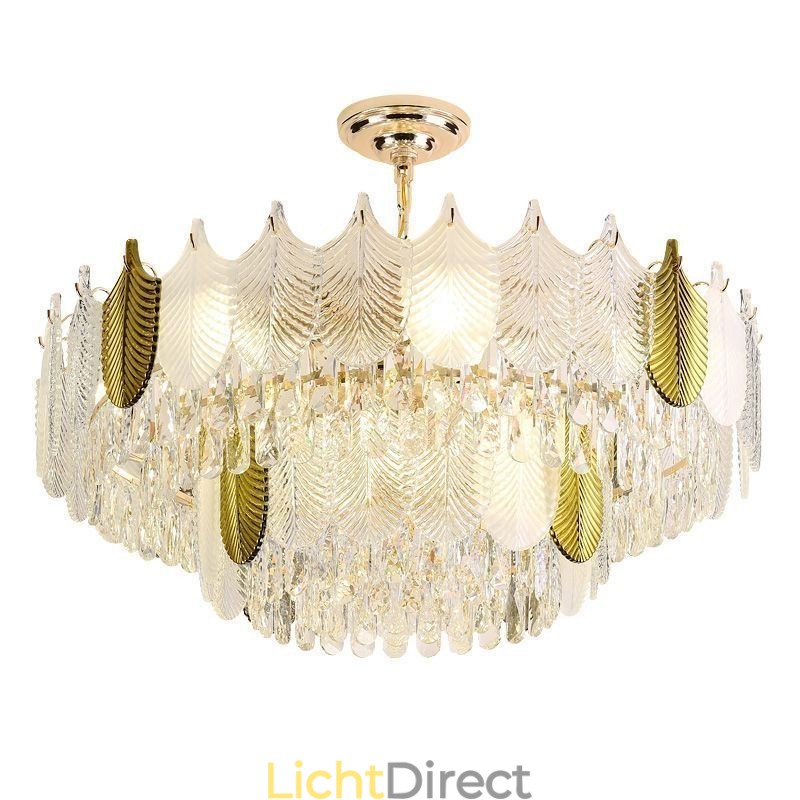 Luxe blad hanglamp kristal plafondlamp armatuur