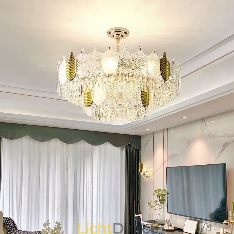 Luxe blad hanglamp kristal plafondlamp armatuur