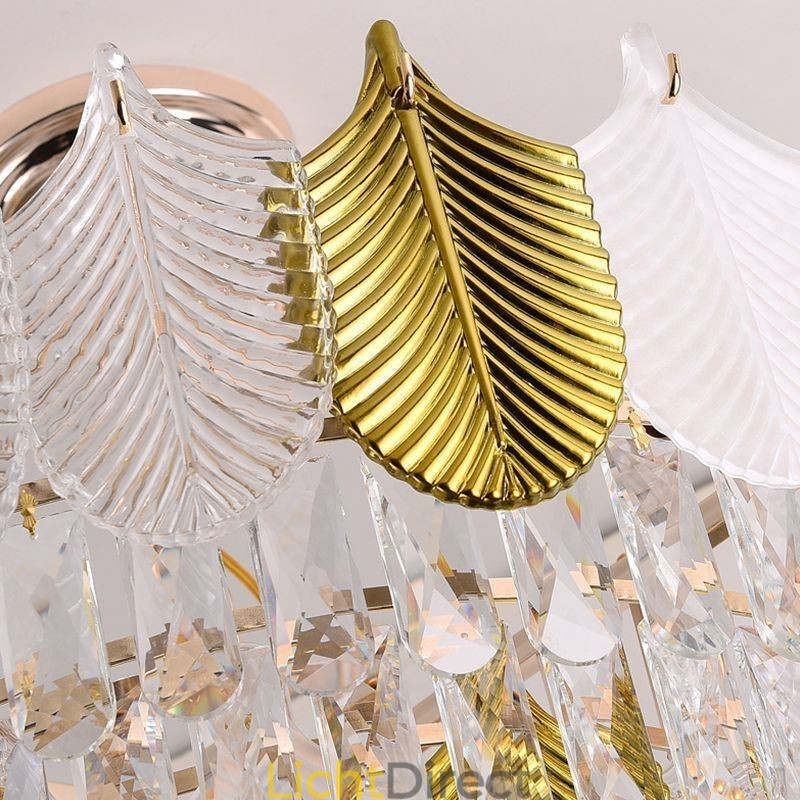Luxe blad hanglamp kristal plafondlamp armatuur