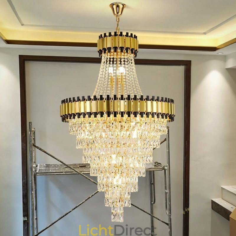 Luxe gouden hanglamp kristal plafondlamp armatuur