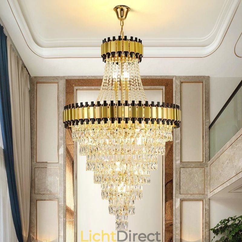 Luxe gouden hanglamp kristal plafondlamp armatuur