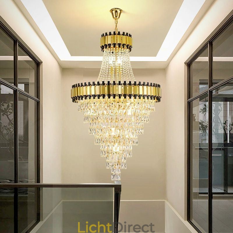 Luxe gouden hanglamp kristal plafondlamp armatuur