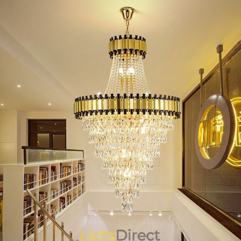 Luxe gouden hanglamp kristal plafondlamp armatuur