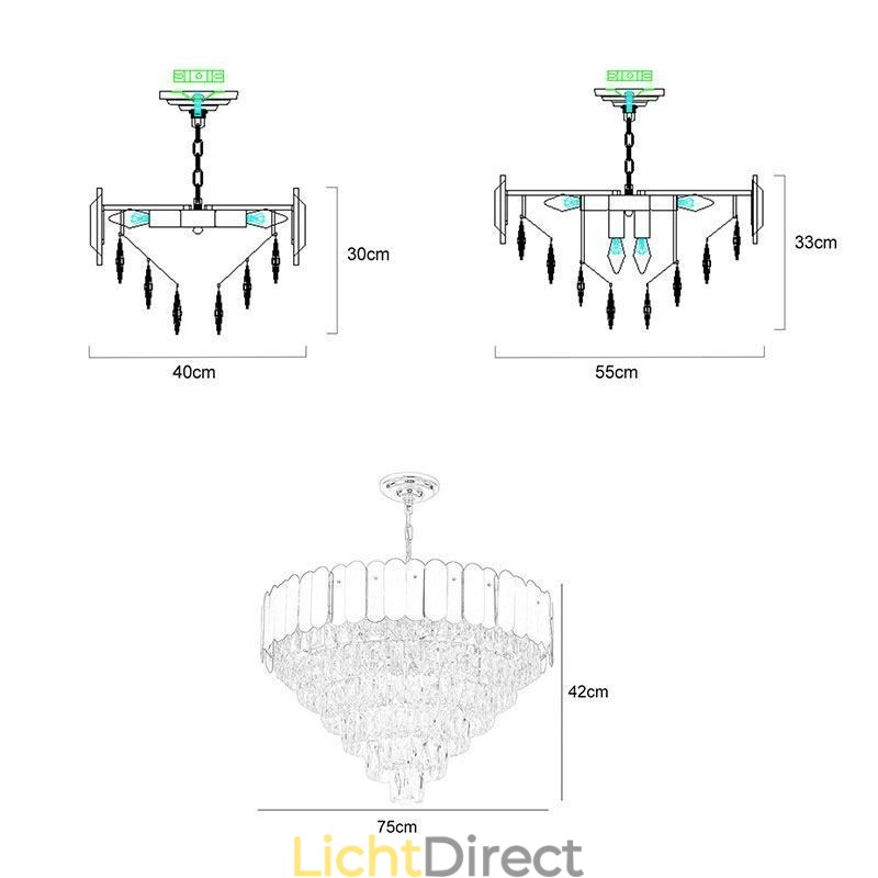Moderne elegante kristallen hanglamp kegelvormige plafondlamp