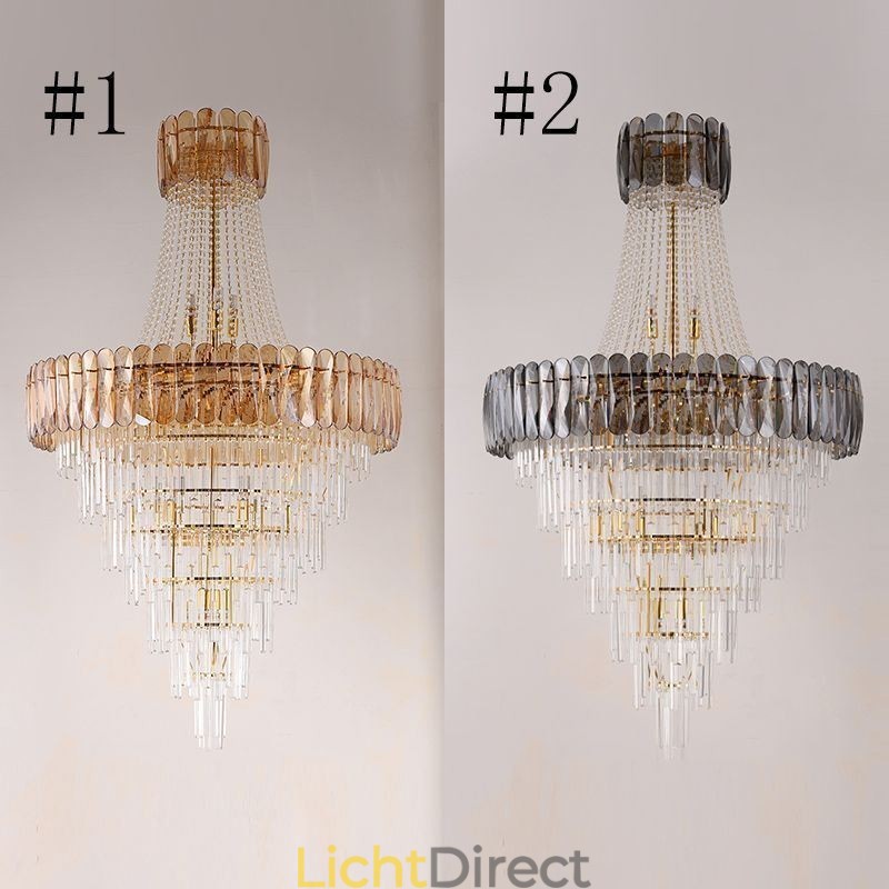 Europese elegante kristallen hanglamp kegelvormige plafondlamp