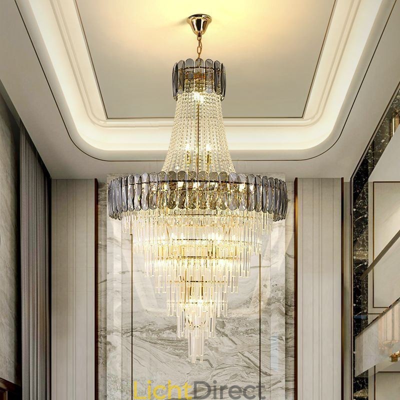 Europese elegante kristallen hanglamp kegelvormige plafondlamp