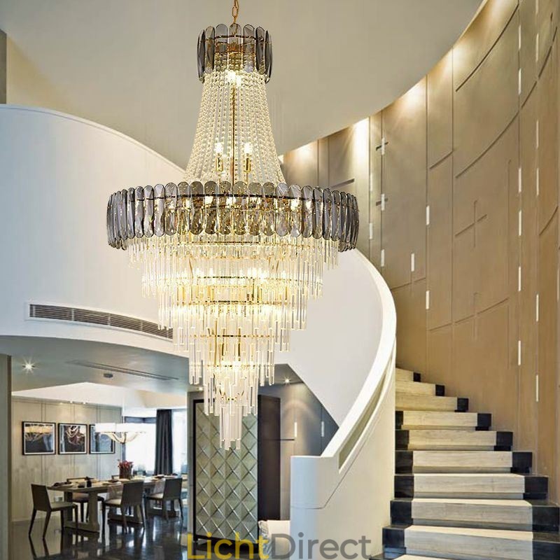 Europese elegante kristallen hanglamp kegelvormige plafondlamp