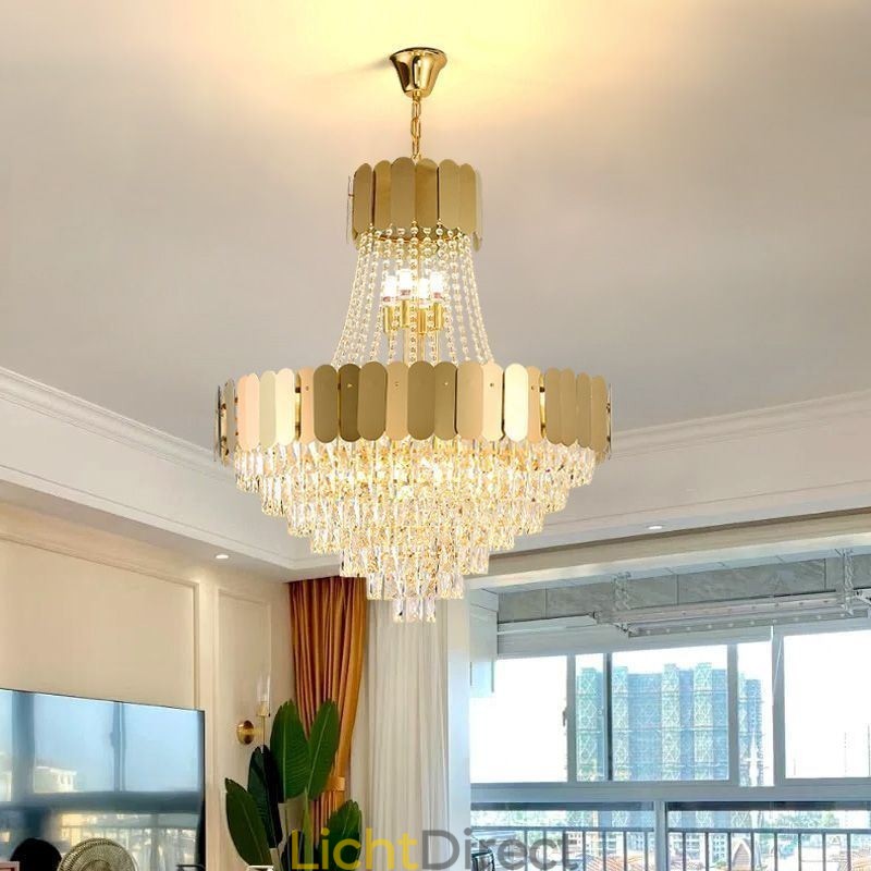 Moderne Kristal Goud K9 Hangende Plafondlamp