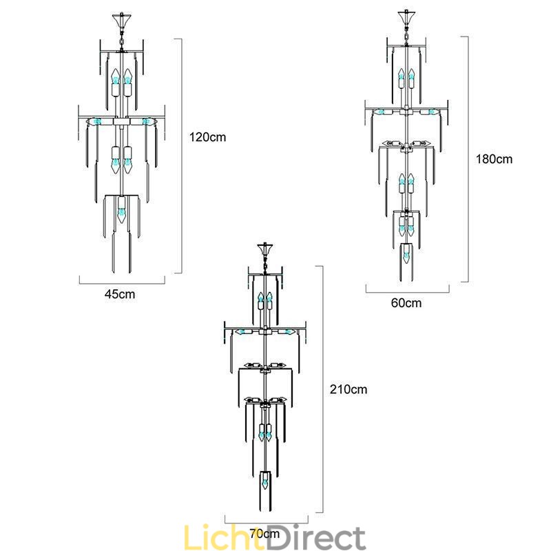 Moderne spectaculaire hoge plafond hanglamp trap