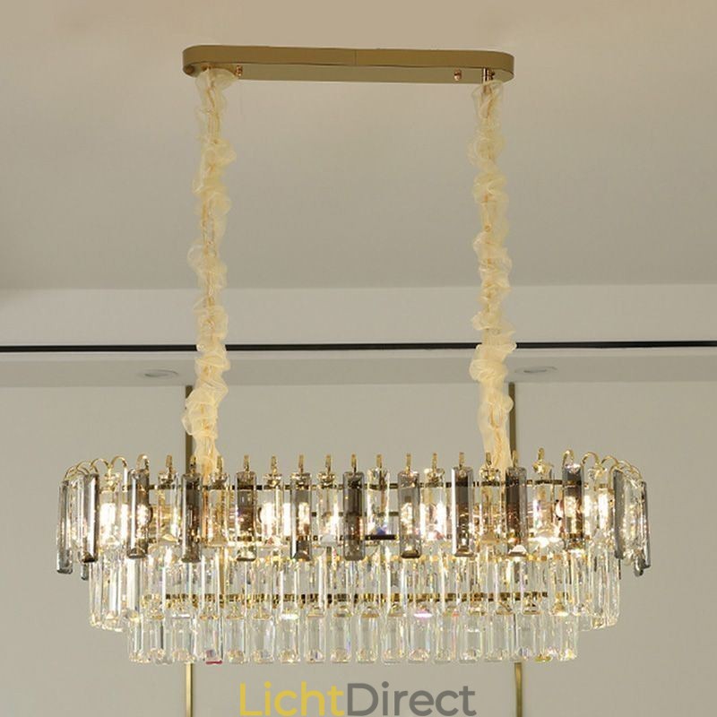 Rechthoekige hanglamp Kristallen plafondlamp