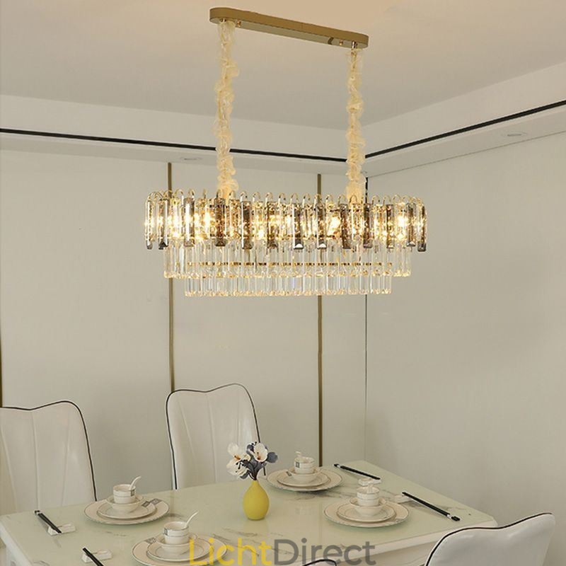Rechthoekige hanglamp Kristallen plafondlamp