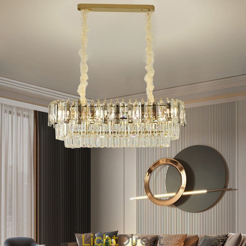 Rechthoekige hanglamp Kristallen plafondlamp