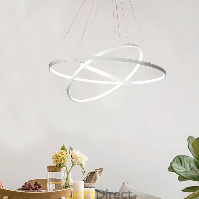 Moderne hanglamp aluminium zwart 3 ring hanglamp