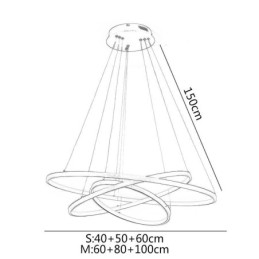 Moderne hanglamp aluminium zwart 3 ring hanglamp