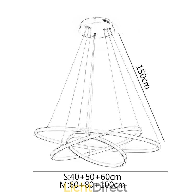 Moderne hanglamp aluminium zwart 3 ring hanglamp