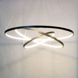 Moderne hanglamp aluminium zwart 3 ring hanglamp